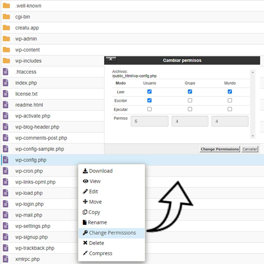 Configuración de permisos de archivos y carpetas en WordPress para resolver el error 403