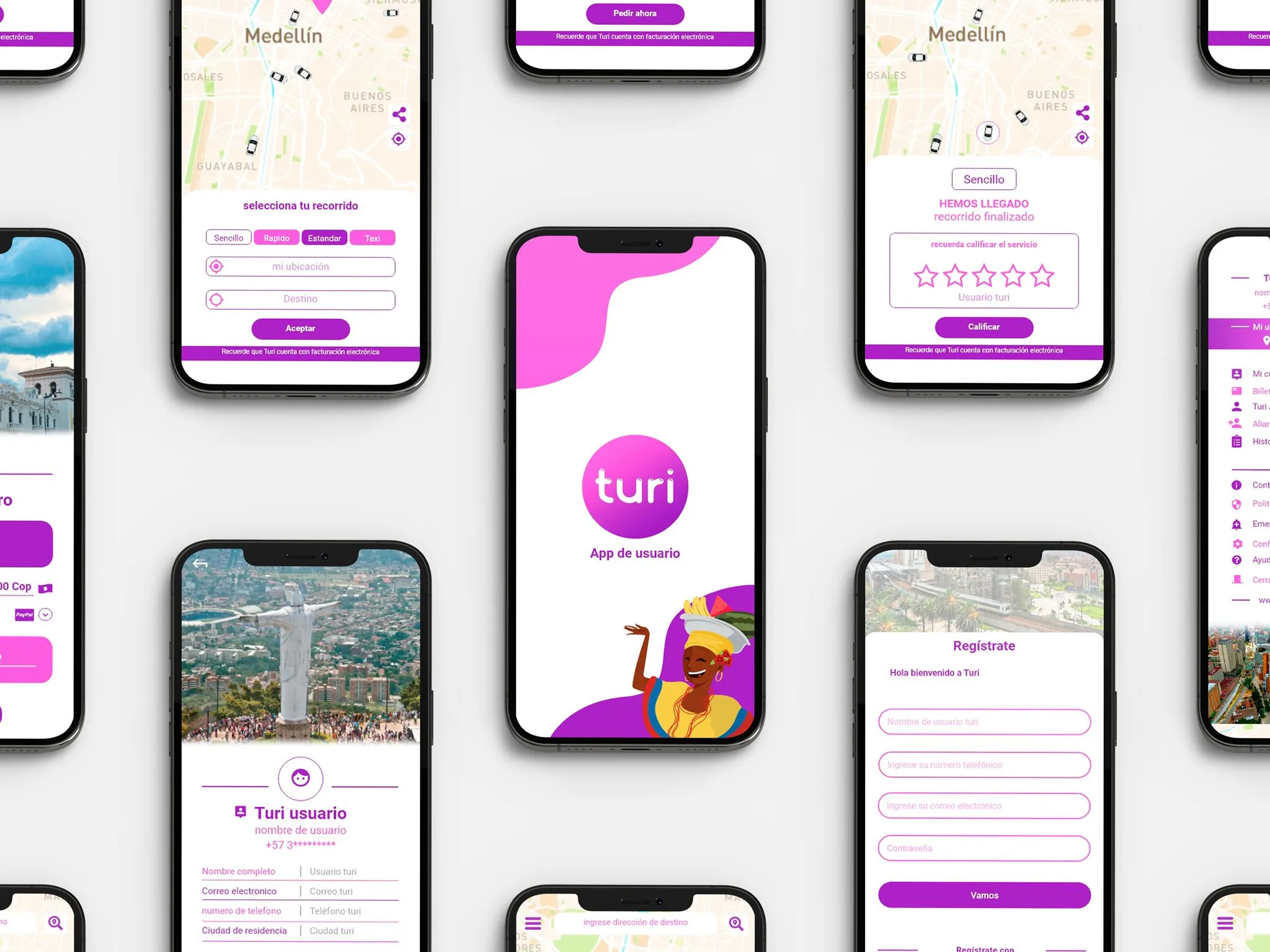 TuriRed, app móvil de transporte y turismo en Colombia con panel de administración, desarrollada por Caverna Tecnológica
