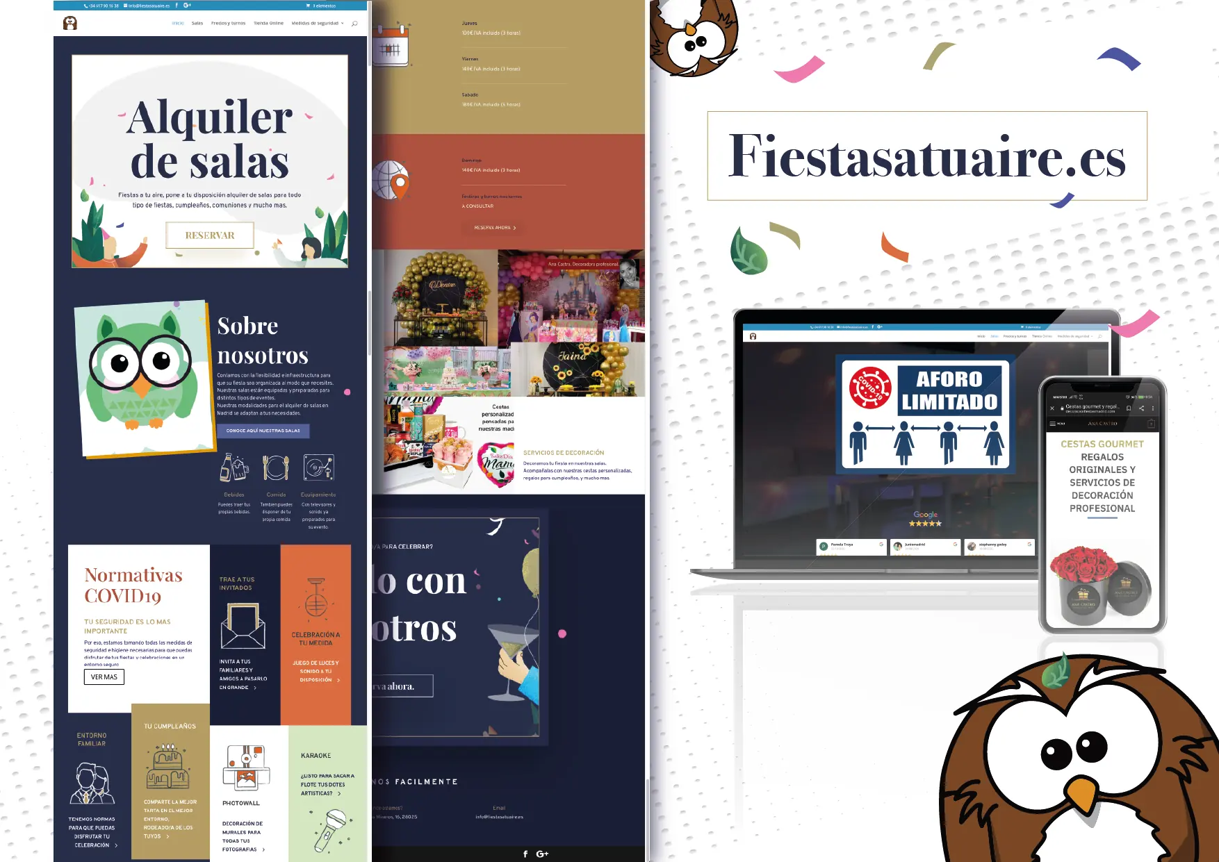 Web con sistema de reservas de Fiestas a tu Aire, desarrollada por Caverna Tecnológica
