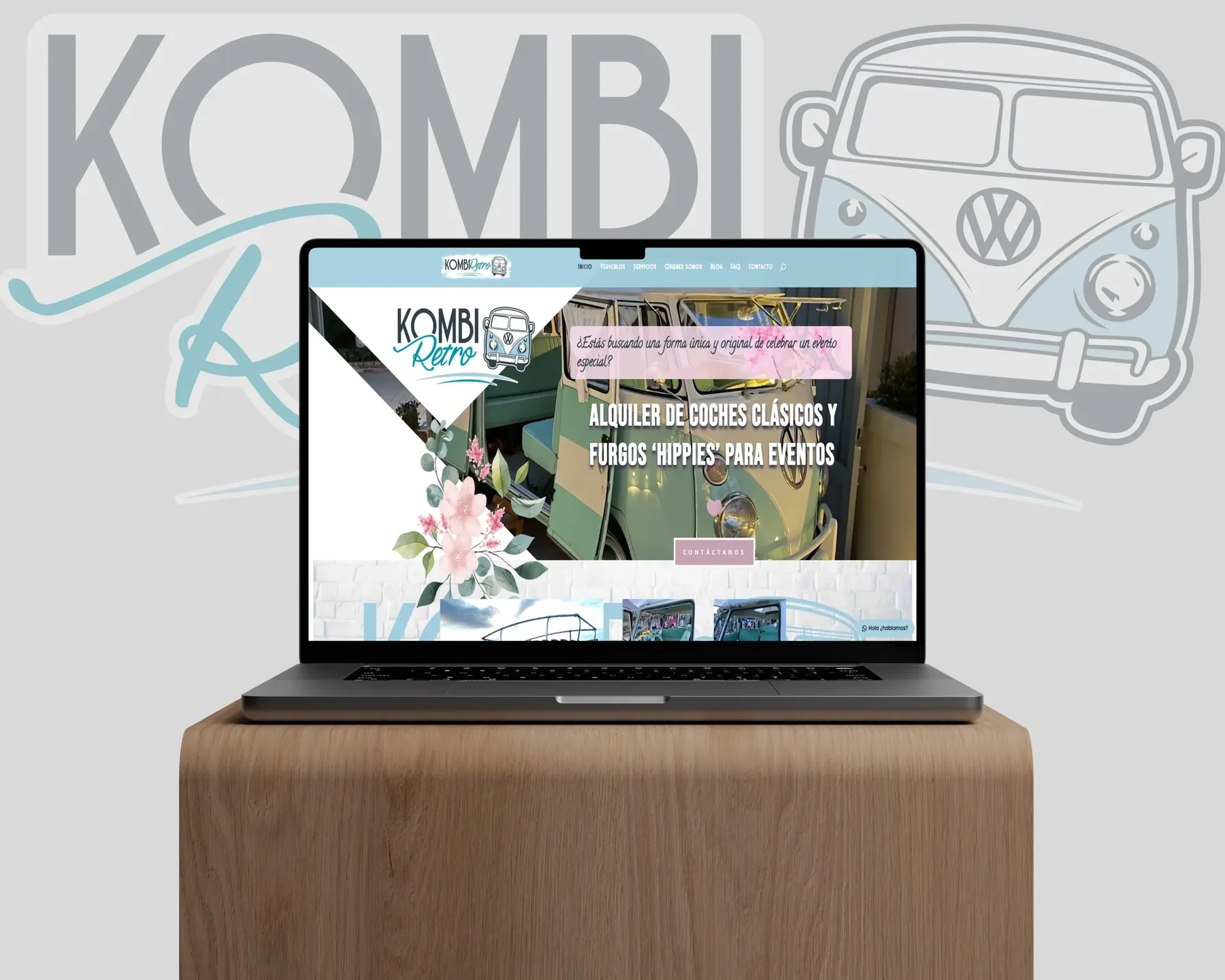 Web de diseño llamativo de Kombi Retro, desarrollada por Caverna Tecnológica